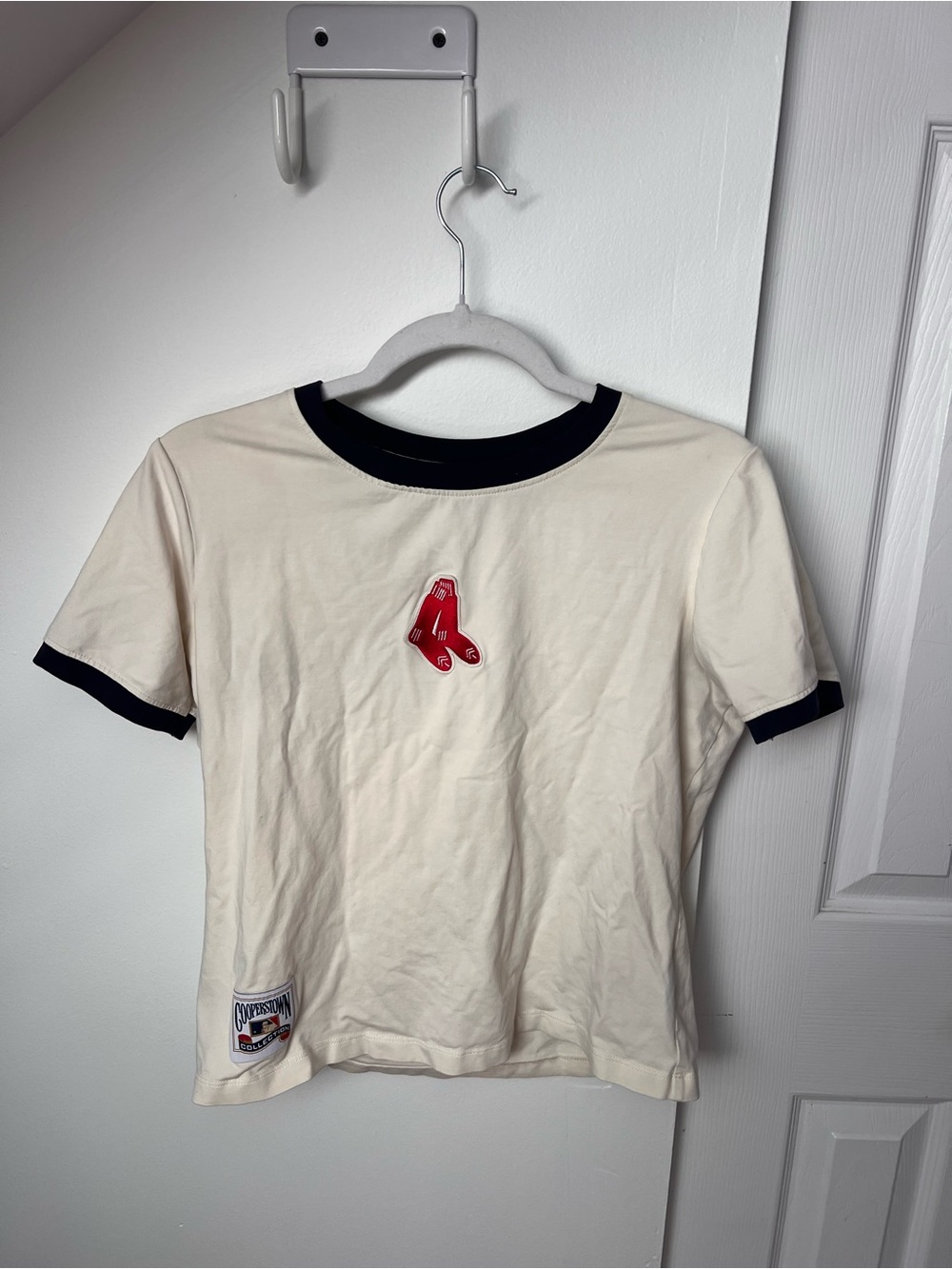 Red Sox Cream Ringer Tee with Red Graphic